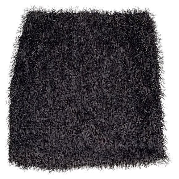 Black Fringe Skirt, EUC, Sz L, back zip, lined, stretchy, unique and super cute - Picture 3 of 12